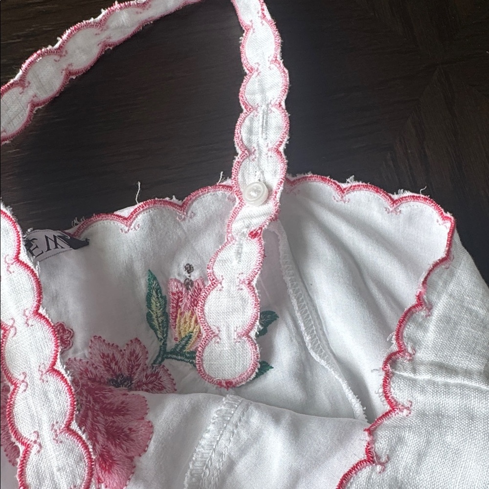 NWT J. Crew White Tank Top with Pink Floral Embroidery size 8 - Picture 11 of 12